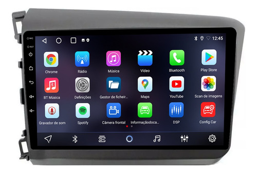 Multimidia Civic G9 12/16 9p Android 14 Auto Carplay 4/64gb
