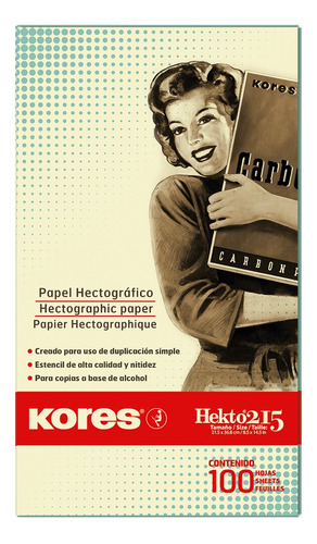 Papel Hectografico Kores Hekto 215 Caja X100hojas