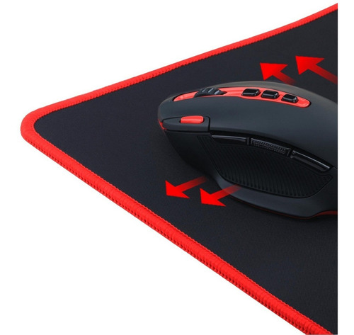 Imagen 5 de 6 de Mouse Pad gamer Redragon P006 Kunlun de caucho y tela l 420mm x 880mm x 4mm negro/rojo