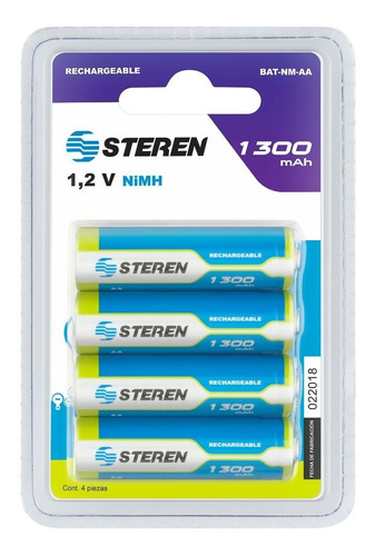 Pila Batería Recargable A A (doble A) 1300mah Steren