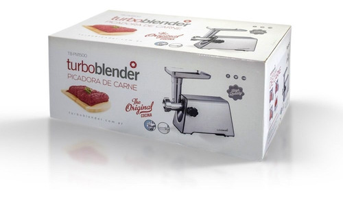 Imagen 5 de 7 de Picadora Carne Turboblender Tb-pm1500 Acero Inoxidable 3 Discos Pica, Embute, Tritura