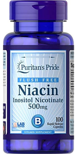 Puritan's Pride Flush Free Niacina 500 Mg-100 Cápsulas