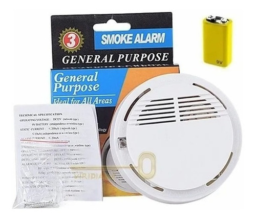 Sensor Detector Humo Autonomo Bateria 9 Volts Pack X 10 Unid