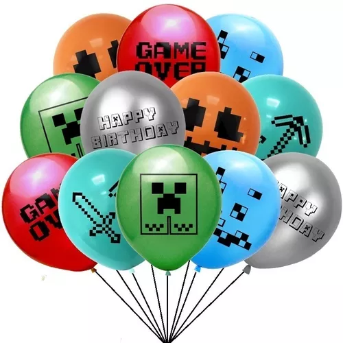 Pack Decoración Cumpleaños Minecraft 3 - Globos Y Más