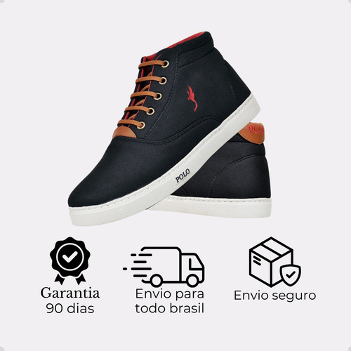 Tenis Kit 3 Pares Masculino Bota Cano Alto Polo Coturninho