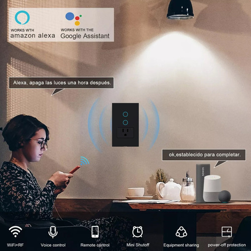 Apagador Con Enchufe Wifi Inteligente 1 Botón Interruptor