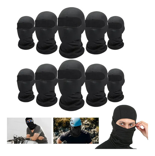 Bandana Pasamontañas Balaclava Táctico Máscara Moto 10 Pack Negro Un Solo Orificio