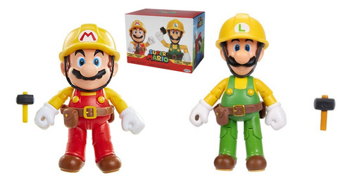 Figura Muñeco Super Mario Builder Pack Luigi Juguete 