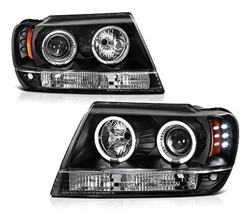 Faro Delantero - Para 1999-2004 Jeep Grand Cherokee Led Halo