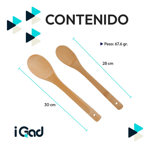 Cucharas De Bambú Para Cocina 2 Piezas Ecofriendly Resistentes Igad Ideales Para Sartén Antiadherente Y Utensilios Delicados