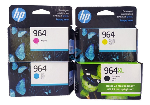 Combo Cartuchos Hp 964 Xl Negro Y 964 Colores Originales