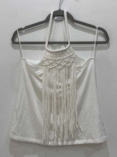 Musculosa Blanca Marca Zara Talle 28 - Con Flecos