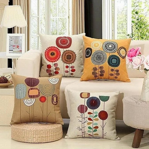 Paquete Con 4 Fundas De Almohada De Algodón Linho 45x45 Cm