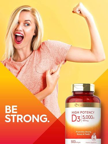 Imagen 5 de 8 de Vitamina D3 5000 Ui / Iu 500 Softgels - Family Pack !
