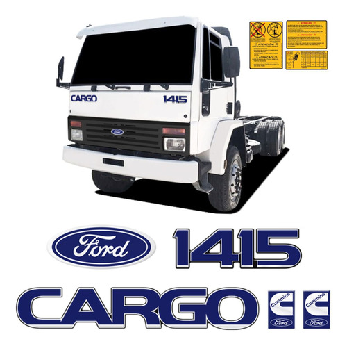 Kit Emblemas Cargo 1415 Adesivos Caminhão Ford Cummins