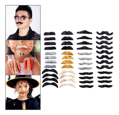 48 Piezas De Bigotes Falsos, Bigotes Falsos Disfraz De