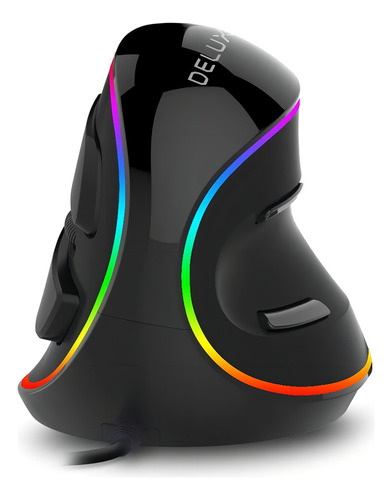 . Mouse Vertical Delux Ergonomic Series M618plus Rgb Black