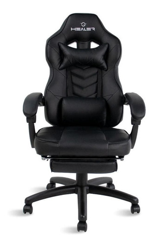 Cadeira de escritório Healer Alien gamer ergonômica  preta com estofado de couro sintético