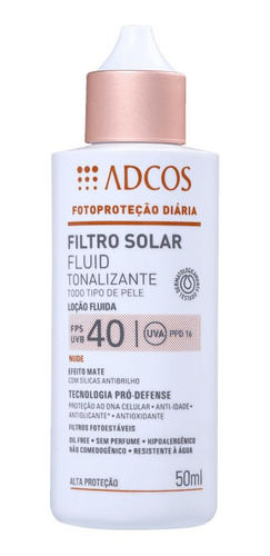 Adcos Filtro Solar Tonalizante Fps 40 Fluid Nude 50ml