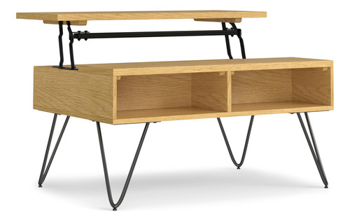 Mesa Auxiliar Rectangular Industrial Pequeña Roble 91 Cm