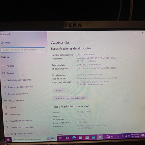 Cpu Lenovo M715s Amd Ram 8 Gb Ddr4 Disco 500 Gb Wifi (Usado)