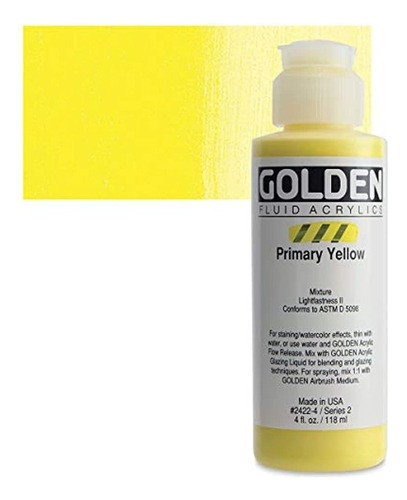 Pintura Acrílica color primaria Amarillo oro Fluido  4 oz