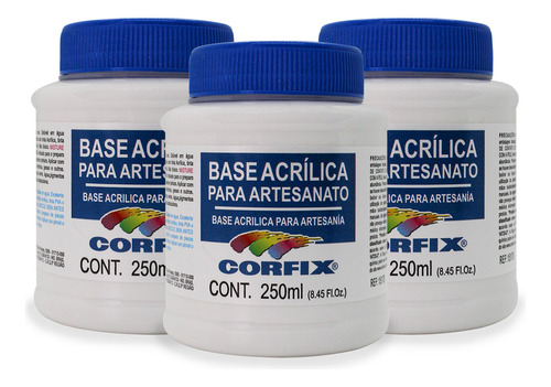 Kit 3x Base Acrílica Para Artesanato 250ml Corfix Cor Transparente