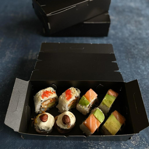 100 Cajas Sushi Chicas Opp Full Black (rc) 18x9x5,5 Cm - Bap