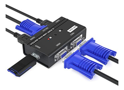 Conmutador Kvm Vga Mtviki 2 Puertos Usb Vga Conmutador Kvm 2