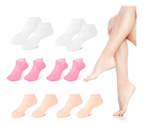 6 Pares De Calcetines De Silicona Hidratantes Con Gel De Spa