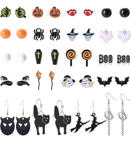 Juego De 20 Pares De Aretes De Halloween Para Mujer, Paquete