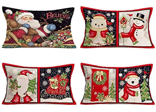 Fundas De Almohada Navideñas Árbol De Navidad Muñeco De Niev