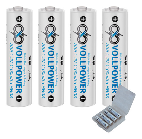 4 Pilas Aaa Triple A Recargables Vollpower 1100mah En Cajita