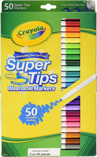 Super Tips 50 Plumones Crayola Marcadores Delgados Lavables Color Multicolor