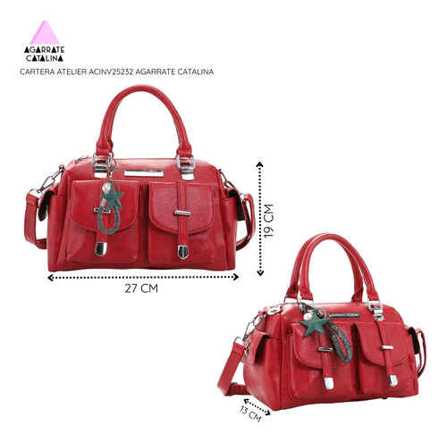 Cartera Atelier Agarrate Catalina Q Acabado de los herrajes Níquel Color Marrón Correa de hombro Marrón Diseño de la tela Liso