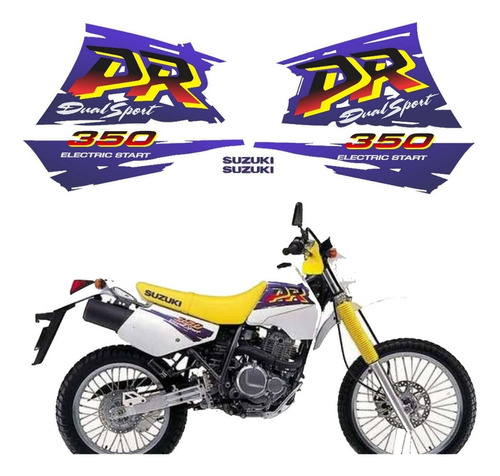 Kit Adesivo Compatível Dr 350 Dr350 1997 Branca Cor Roxo