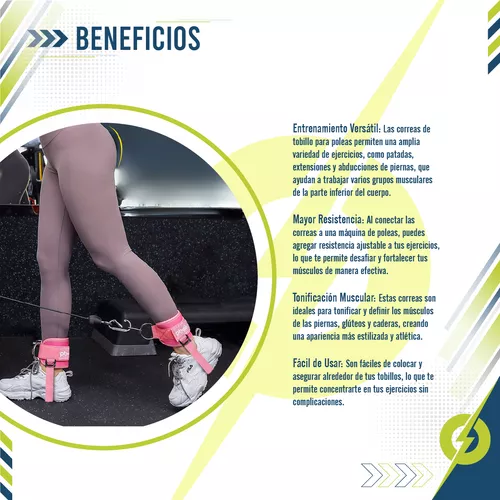 Tobilleras para entrenar con poleas las piernas o tren inferior