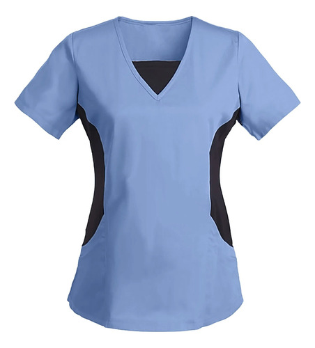 Blusa De Manga Corta Con Cuello En V Para Mujer, Uniforme De