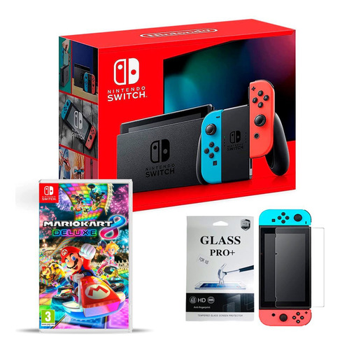 Nintendo Switch + Mario Kart 8 Deluxe + Vidrio Macrotec