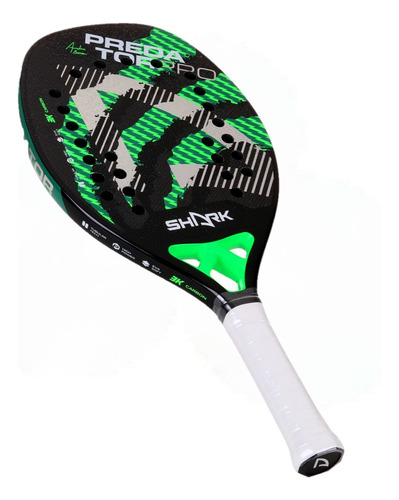 Raquete De Beach Tennis Shark Predator L.e - 20mm Cor Verde