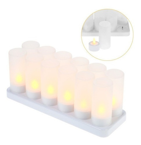 Juego De 12 Velas Led Recargables, Iluminación De Emergencia