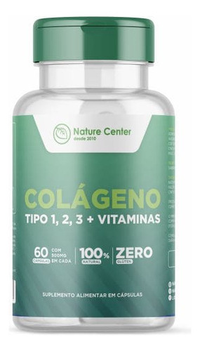 Colágeno Tipo 1 2 3 Vitaminas 60 Cápsulas Pele Cabelo Unha Sabor Sem Sabor