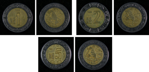Nuevos Pesos Set De Monedas De $1  $2  $5 