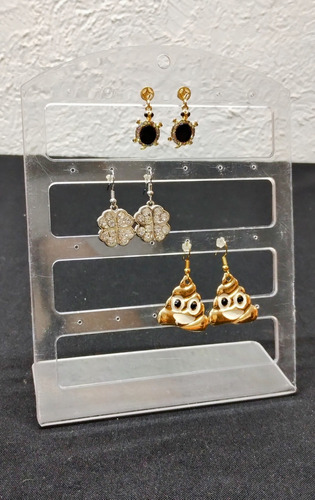 Exhibidor Aretes Placa Transparente Acrílico 18cm Lote 24pzs