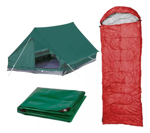 Combo Kit Para Camping: Lona + Carpa + Sobre De Dormir