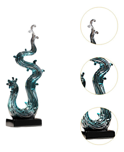 Escultura Animal Estatua De Dragón Adorno De Mesa Azul