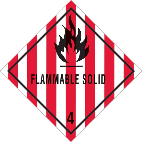  Flammable Solid - Etiquetas/pegatinas De 4 Pulgadas  4 X 4 