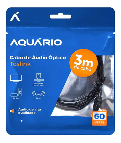 Cabo De Áudio Óptico Digital 3m Toslink 3 Metros Plug Gold