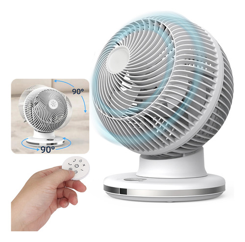 Ventilador De Piso Giratorio Portátil Cm-top Aspas Plástico Con 12 Velocidades 4 Modos Control Remoto Temporización Blanco