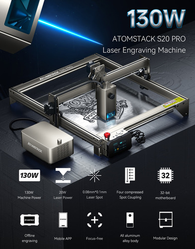 Grabador Láser Atomstack S20 Pro Y Bomba,juego De Accesorios